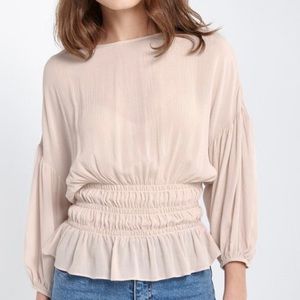 Sheer Ruffle Top Peach Blouson